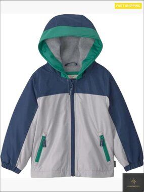 Hooded Midweight Jacket Sporty Colorblock Fleece Lined Kids Outerwear